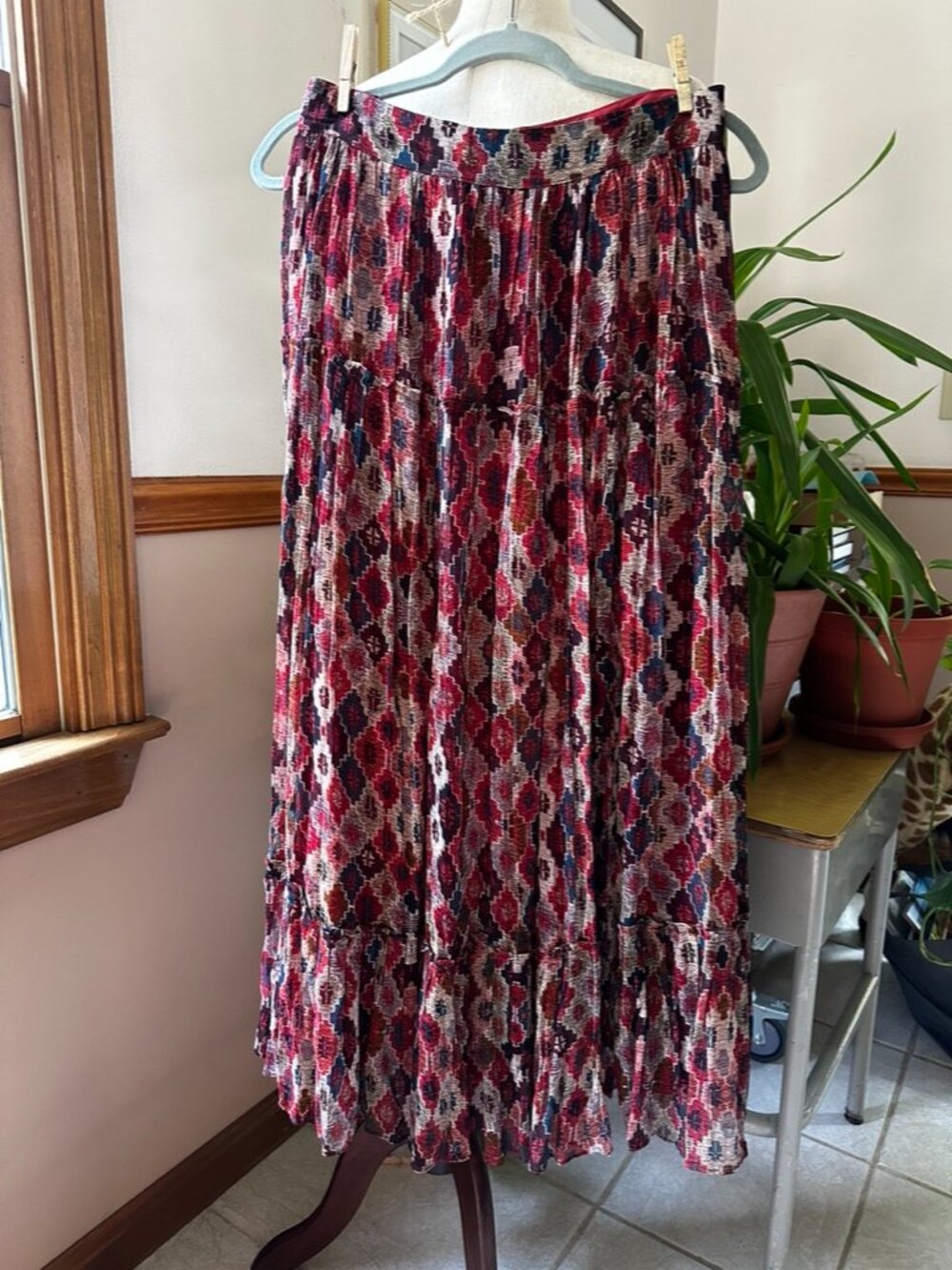 Anthropologie Nikita Mhaisalkar Long Maxi Skirt, Burgundy and Navy, NWT, L